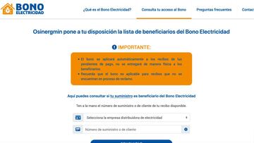 Bono Electricidad 160 soles: link a Osinergmin y cómo saber si soy beneficiario