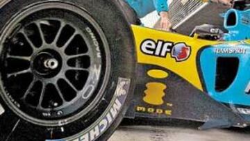 <b>EL NEUMÁTICO DE ALONSO. </b>Michelin es la firma de compuestos que monta el Renault R26 de Fernando Alonso y parece que seguirán siendo muy competitivos.