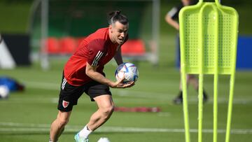 Gareth Bale, en el entrenamiento de Gales.