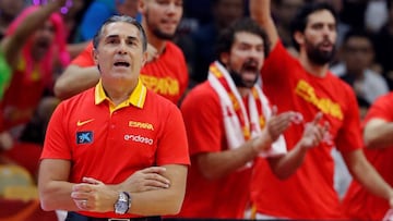 Sergio Scariolo, seleccionador nacional, durante el partido ante Italia.