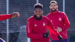 Mojica durante un entrenamiento.