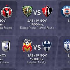 Fechas y horarios de la Jornada 17 del Apertura 2016 en la Liga MX