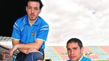 <b>SOCIEDAD ILIMITADA. </b>Geijo y Rubén posan ayer en el Ciutat.