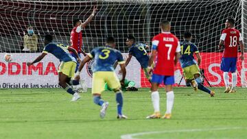 Soccer Football - World Cup 2022 South American Qualifiers - Chile v Colombia - Estadio Nacional, Santiago, Chile - October 13, 2020  Colombia&#039;s Radamel Falcao celebrates scoring their second goal Esteban Felix/Pool via REUTERS