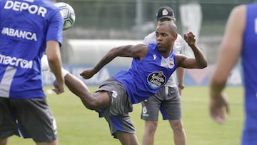 Diego Rolan, en un entrenamiento del Deportivo en el pasado mes de agosto.