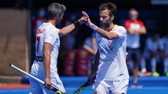 Los jugadores de la selección española celebran uno de los tantos contra Argentina