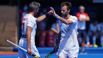 Los jugadores de la selección española celebran uno de los tantos contra Argentina