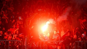 FILE PHOTO: Soccer Football - African Champions League Final - First Leg - Al Ahly vs Esperance Sportive de Tunis - Borg El Arab Stadium, Alexandria, Egypt - November 2, 2018  Fans inside the stadium let off a flare during the match  REUTERS/Amr Abdallah 