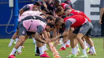 El Espanyol, entrenando.