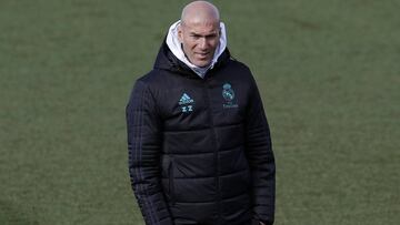 Zidane, durante el entrenamiento del Madrid. 