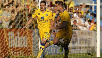 David Rodr&iacute;guez celebra un gol.