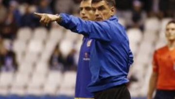 Mendilibar gesticula en Riazor.
