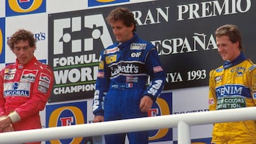 GP de España de 1993, primera y única vez que Senna, Prost y Schumacher coincidieron en un podio de Fórmula 1.