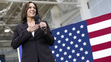 Kamala Harris se dirige a la audiencia durante un mitin en Los Angeles Southwest College en Los &Aacute;ngeles, California, Estados Unidos, 19 de mayo de 2019.