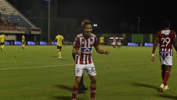 Fabián Sambueza celebra su gol contra Alianza Petrolera.