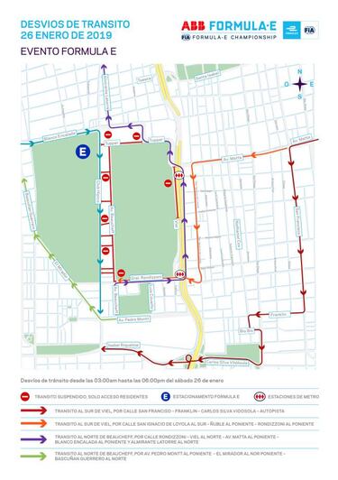 Fórmula E: Revisa aquí los cortes de tránsito por la carrera en Santiago