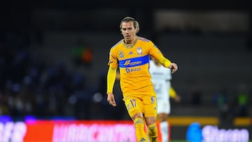    Francisco Sebastian Cordova of Tigres during the Semifinals first leg match between Pumas UNAM and Tigres UANL as part of Torneo Apertura 2023 Liga BBVA MX, at Olimpico Universitario Stadium, December 07, 2023, in Mexico City.