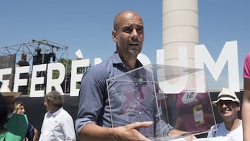 Pep Guardiola en un acto de apoyo al refer&eacute;ndum independentista del 1 de octubre.