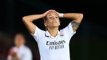 MADRID, SPAIN - NOVEMBER 06: Claudia Zornoza of Real Madrid reacts during The Liga F match between Real Madrid and FC Barcelona at Estadio Alfredo Di Stefano on November 06, 2022 in Madrid, Spain. (Photo by Diego Souto/Quality Sport Images/Getty Images)
