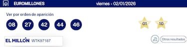 Euromillones: comprobar los resultados del sorteo de hoy, viernes 2 de enero