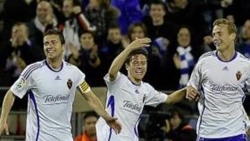 <b>EL PARTIDO DEL CAMBIO. </b>Gabi, Ander y Jarosik celebran el gol del triunfo ante el Sevilla.