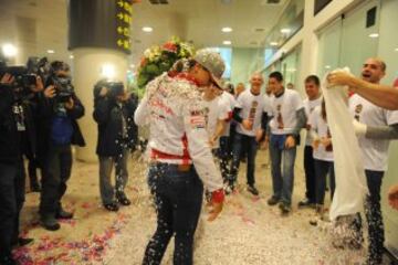 Llegada de Laia Sanz al aeropuerto del Prat después de quedar novena en el Dakar 2015