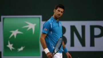 Novak Djokovic, durante su partido ante Bjorn Fratangelo durante el Masters 1000 de Indian Wells.