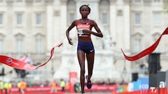 Brigid Kosgei, durante una carrera.