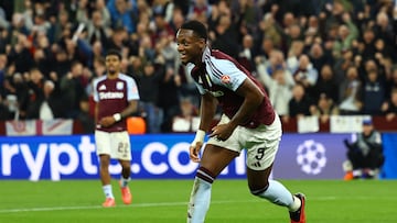 Soccer Football - Champions League - Aston Villa v Bologna - Villa Park, Birmingham, Britain - October 22, 2024 Aston Villa's Jhon Duran celebrates scoring their second goal REUTERS/Molly Darlington
