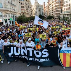 Miles de valencianistas se manifiestan por las calles de Valencia contra Lim