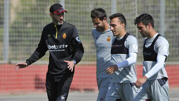 Vicente Moreno, en un entrenamiento del Mallorca.