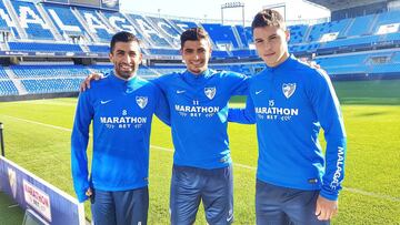 Michael Santos (a la izquierda) junto con Chory Castro y Fede Ricca. Solo este último de queda en el Málaga