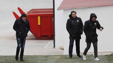 Alesanco y Vicente, en un entrenamiento del Valencia. 