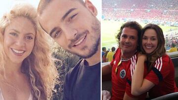 Im&aacute;genes de Shakira con Maluma y de Carlos Vives con su mujer animando a la selecci&oacute;n de Colombia en un partido.