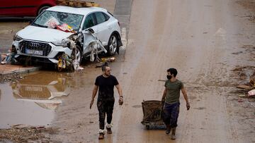 Dos personas participan en las labores de limpieza tras el paso de la DANA, en las inmediaciones del centro comercial Bonaire, a 4 de noviembre de 2024, en Aldaia, Valencia, Comunidad Valenciana (España). La DANA ha dejado, por el momento, 210 víctimas mortales en Valencia, con pueblos devastados, restricciones de movilidad y carreteras cortadas. Para hoy, está activa la Emergencia Situación 2 por inundaciones en toda la provincia de Valencia y en toda la provincia de Castellón. A pesar de que se ha restablecido el 95% de la electricidad, según Iberdrola, la mayoría de los pueblos afectados por las inundaciones continúan sin gas.
04 NOVIEMBRE 2024;DANA;VALENCIA;EFECTOS;DANA;INUNDACIONES
Eduardo Manzana / Europa Press
04/11/2024