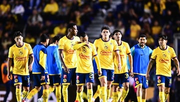 Cristian Borja, Erick Sanchez, Israel Reyes of America during the 7th round match between America and Necaxa as part of the Liga BBVA MX, Torneo Clausura 2025 at Ciudad de los Deportes Stadium, on February 14, 2025 in Mexico City, Mexico.