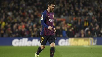 Lionel Messi of FC Barcelona during the match between FC Barcelona vs Real Valladolid of La Liga, date 24, 2018-2019 season. Camp Nou Stadium. Barcelona, Spain - 16 FEB 2019. 