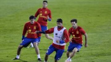 Diego Costa, en un entrenamiento de la Selección.
