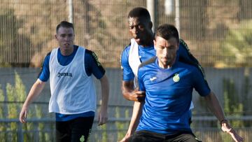 Javi Fuego, entrenando con el Espanyol.