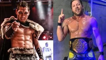 Hijo del Vikingo y Kenny Omega posan despu&eacute;s de una lucha con Triple A