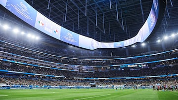 Step-1 Anti-Discrimination Protocol during the Final match between Mexican National Team (Mexico) and Panama as part Final Four of the Concacaf Nations League 2024-2025 at SoFi Stadium on March 23, 2025 in Inglewood, Los Angeles, California, United States.