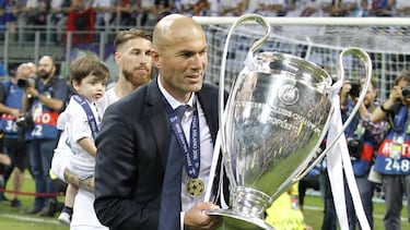 Zidane celebra una de las Champions del Real Madrid.