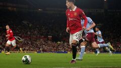 MANCHESTER, ENGLAND - NOVEMBER 10: Alejandro Garnacho of Manchester United in action during the Carabao Cup Third Round match between Manchester United and Aston Villa at Old Trafford on November 10, 2022 in Manchester, England. (Photo by Matthew Peters/Manchester United via Getty Images)