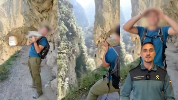 Hombre tira piedra con Guardia Civil en Picos de Europa