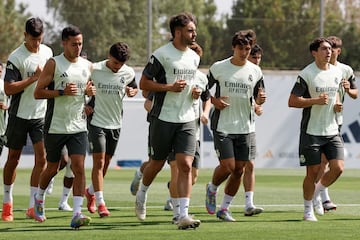 El grupo durante el entrenamiento de esta ma?ana. 
