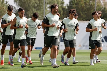El grupo durante el entrenamiento de esta mañana. 