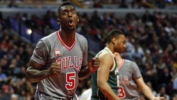 Bobby Portis, jugador de los Chicago Bulls, durante un partido de la pasada temporada contra los Milwaukee Bucks.