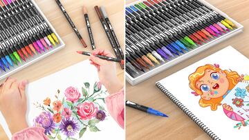 Tenemos unos rotuladores de ‘lettering’ con doble punta, estuche y recambios