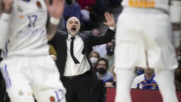 Pablo Laso, en el últmo partido de la Euroliga ante el Asvel Villeurbanne.