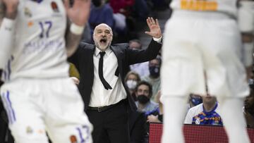 Pablo Laso, en el &uacute;ltmo partido de la Euroliga ante el Asvel Villeurbanne.